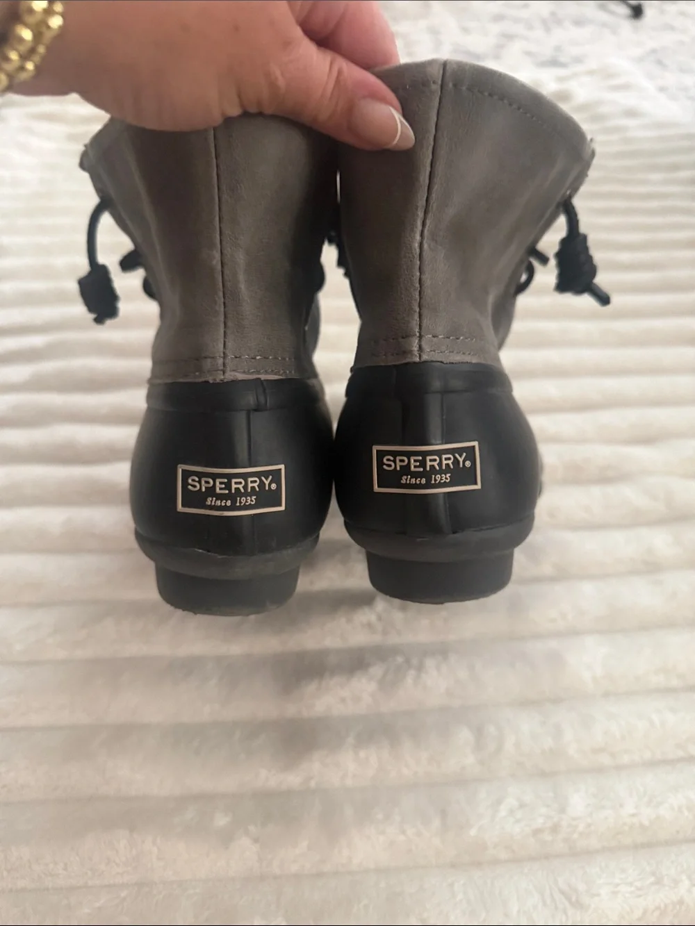 Sperry Black and Gray Duck Boots - Women's Winter Rain Boots